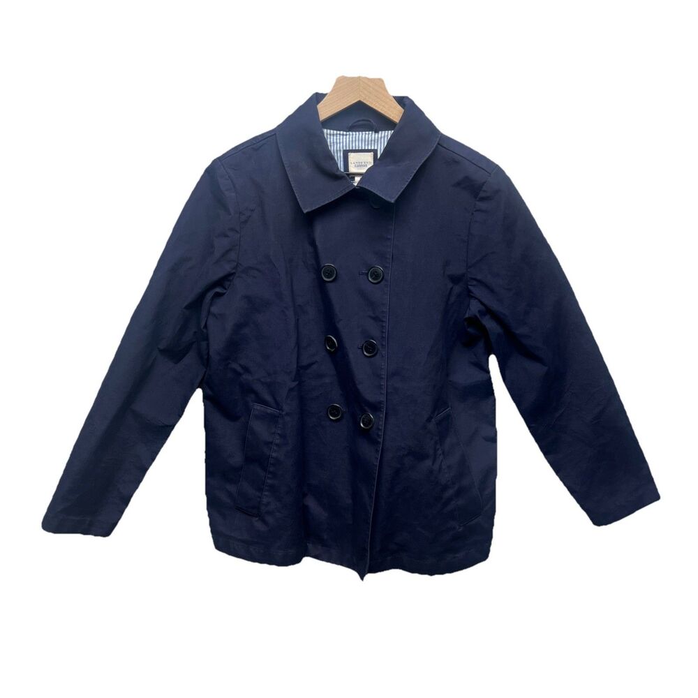 LANDS’ END Preppy Cotton Womans Size M Medium Blue Lined Casual Career Packable
